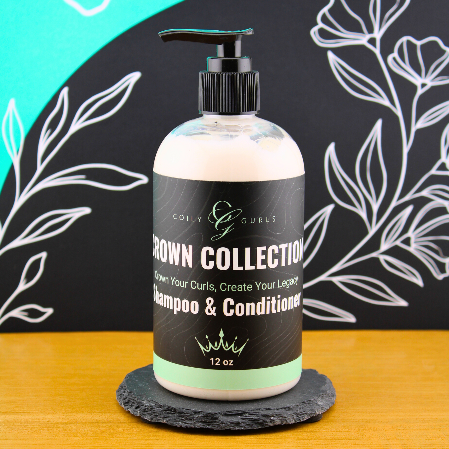 Coily Gurls 2-in-1 Shampoo and Conditioner 12oz pump bottle for 4C natural hair care