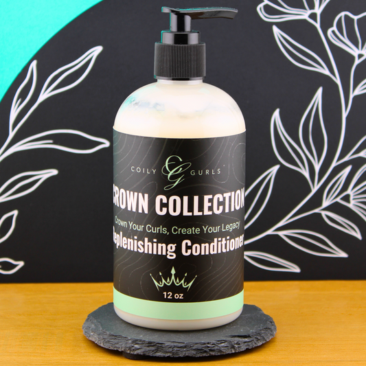 Coily Gurls Replenishing Conditioner 12oz pump bottle from Crown Collection for natural hair