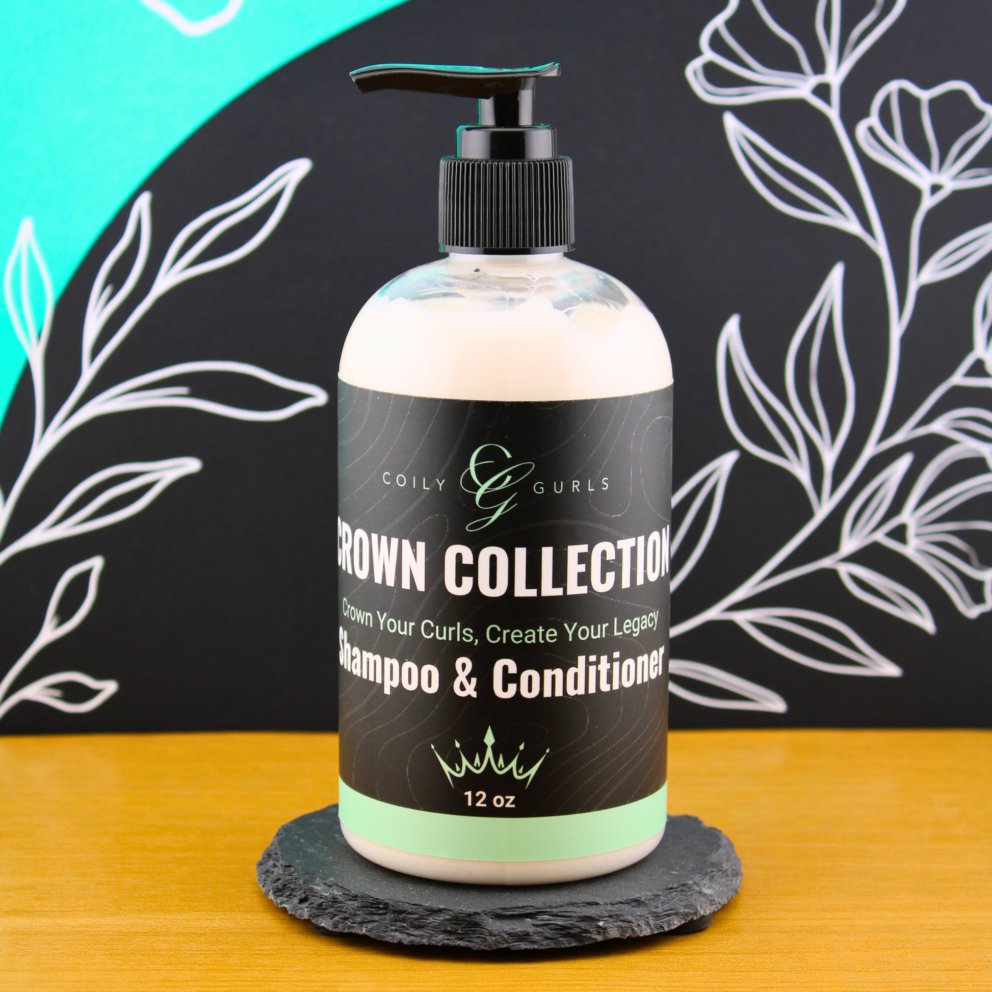 Coily Gurls 2-in-1 Shampoo and Conditioner 12oz pump bottle for 4C natural hair care