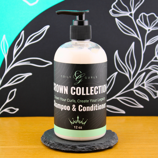 Coily Gurls 2-in-1 Shampoo and Conditioner 12oz pump bottle for 4C natural hair care