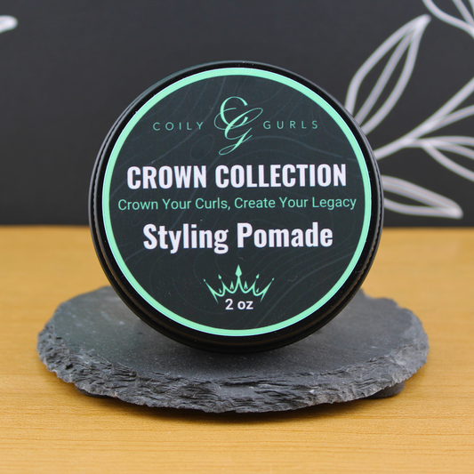 Coily Gurls Styling Pomade 2oz jar from Crown Collection for natural hair edges and styling
