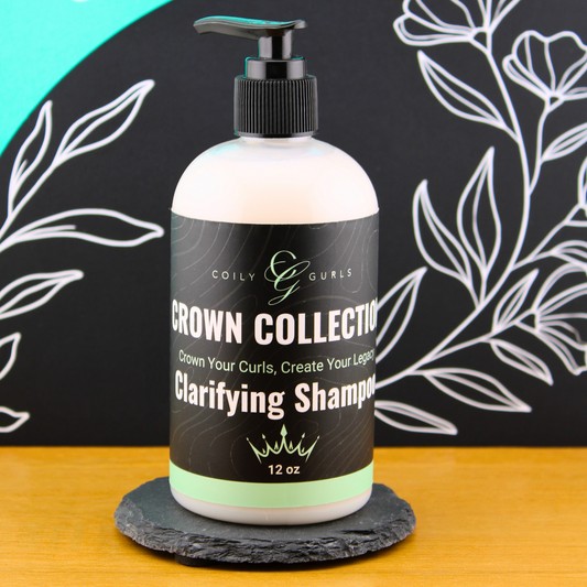 Coily Gurls Clarifying Shampoo 12oz pump bottle from Crown Collection for natural hair